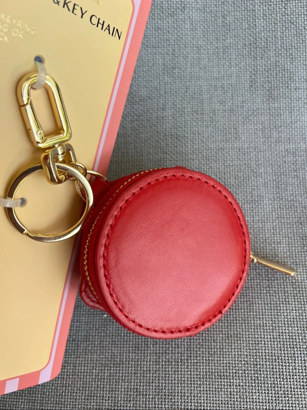 Piper K Hibiscus flower wallet key ring bag charm red gold